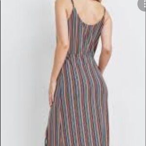 Ya Los Angeles Dress Size L Multicolor Stripe Maxi Cotton Spaghetti Strap Summer